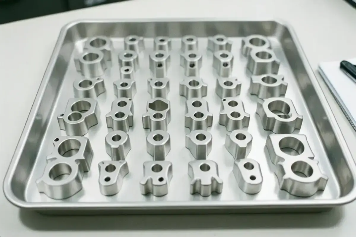 Aerospace titanium brackets after precision finishing by Inflpan Surface Finishing
