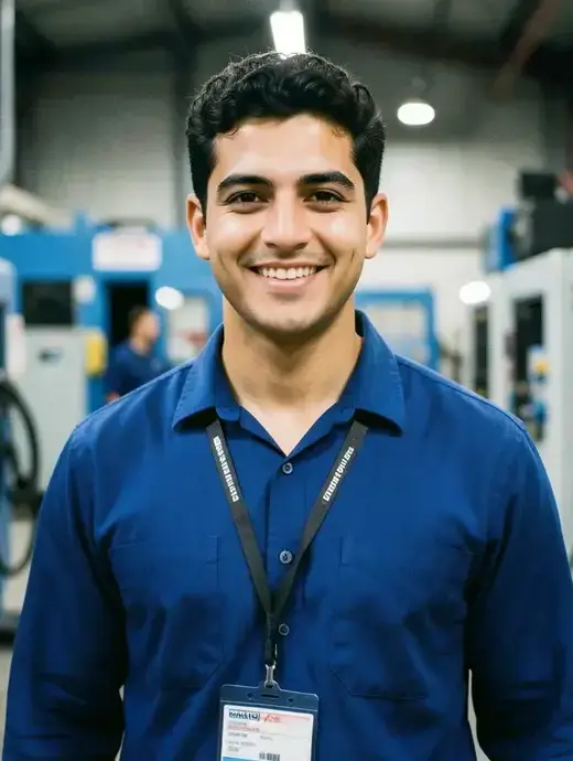 Luis Kemp, powder line and blast cell operator at Inflpan Surface Finishing